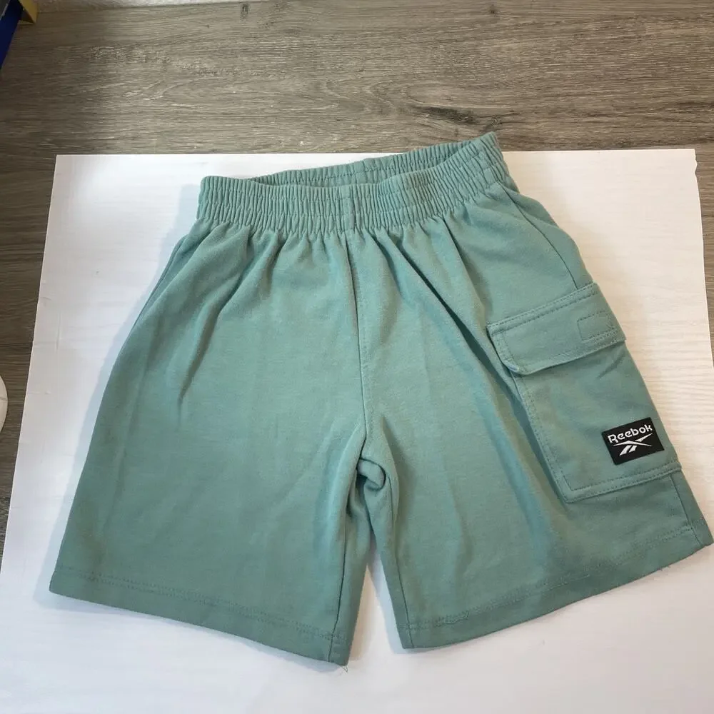 Reebok Boys 2 Pc Shorts Set Size 10 Mint Sage Green Kangaroo Pocket Cargo Outfit